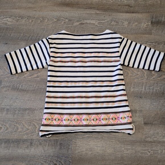 J. CREW | Stitchwork Stripe Cotton Embroidered Top | Sz. XS - Picture 7 of 7